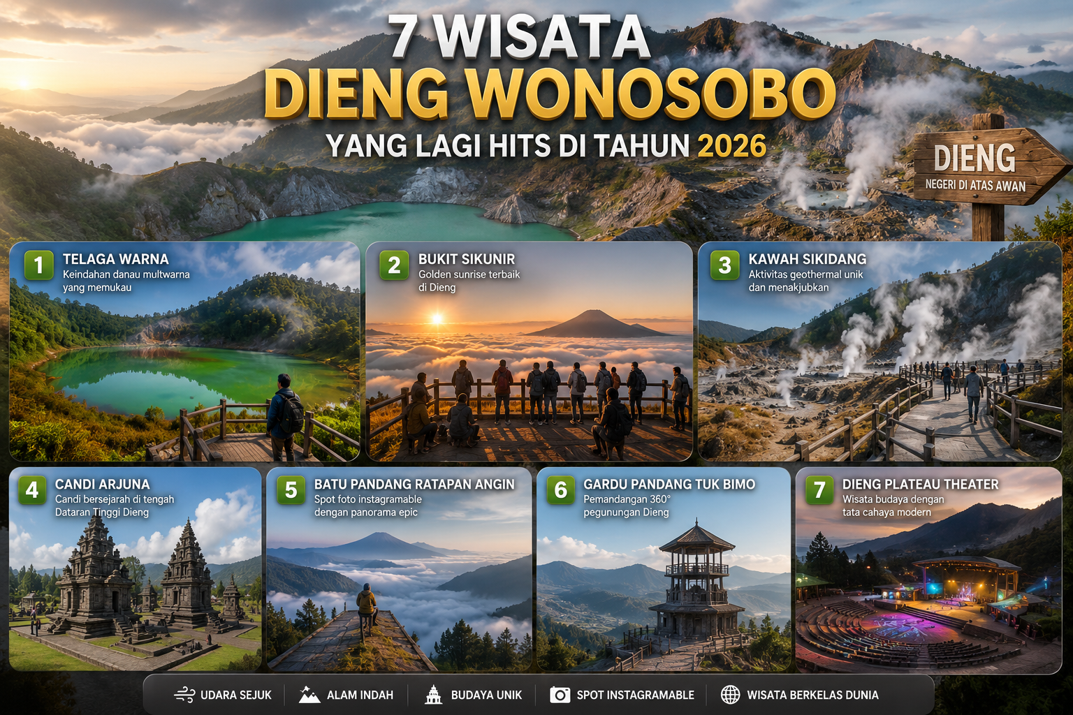 7 Wisata Dieng Wonosobo dan 7 Wisata Sekitarnya yang Wajib Dikunjungi: Negeri di Atas Awan yang Selalu Membuat Rindu